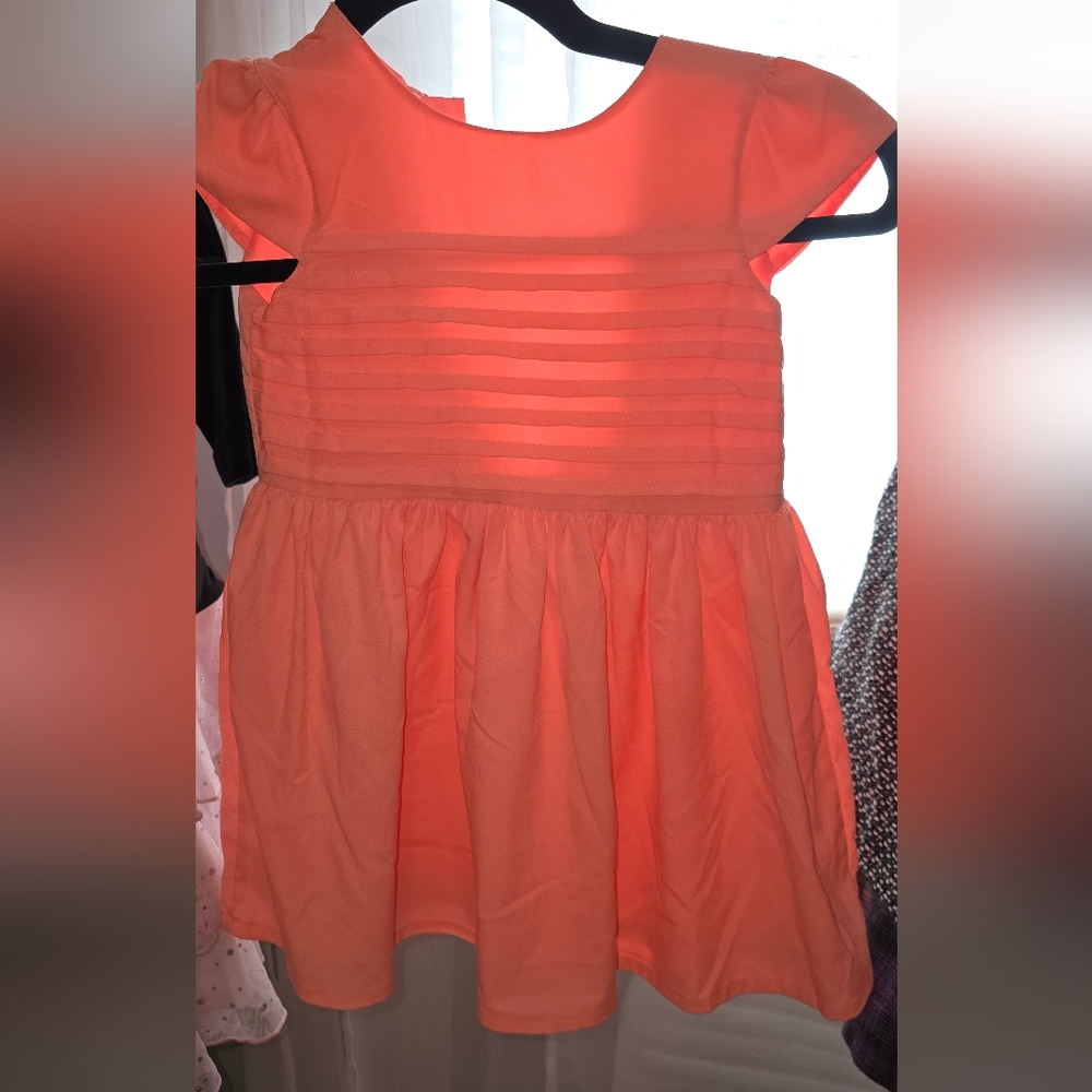 Coral Pleated Dress